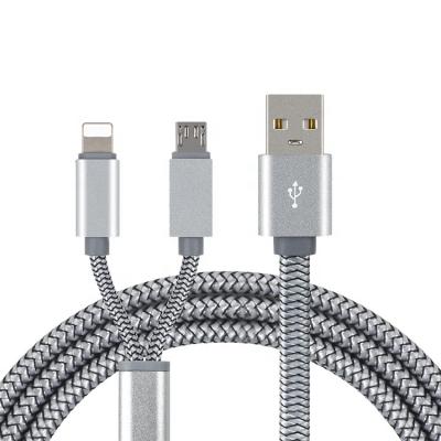 China For IOS and Android System Mobile Phones Promotion Good Quality 1.2m 2 in 1 Magnetic Micro 8pin 2in1 USB Fast Charging Cable for iPhone and Android Mobile Phones for sale