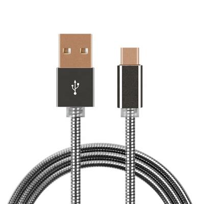 China Multi Function Data Transfer Cable OEM ODM 1M Android USB Charger Cable 5V 2.1A Metal Soft Hose Stainless Steel USB C Cable Fast Charging Data Cable for sale