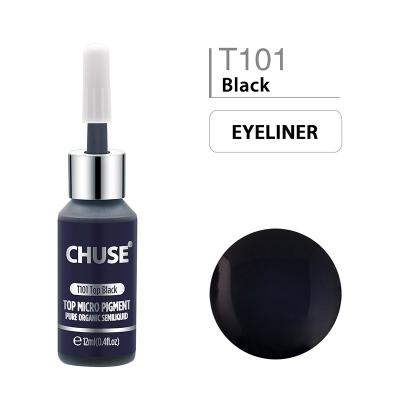 China PMU Machine Tattoo Pigment Tool CHUSE 12ml Microblading Semi Permanent Makeup Semi Permanent Ink Topper Black Color T101 for sale