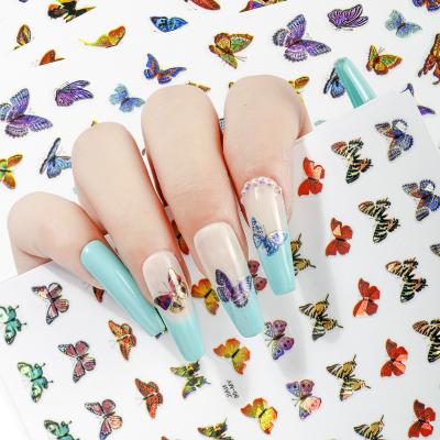 China 2020 Nail Sticker 3D Butterfly Nail Stickers Decal Laser Star Glow Colorful Design New Paper Nail Sticker Butterfly for sale