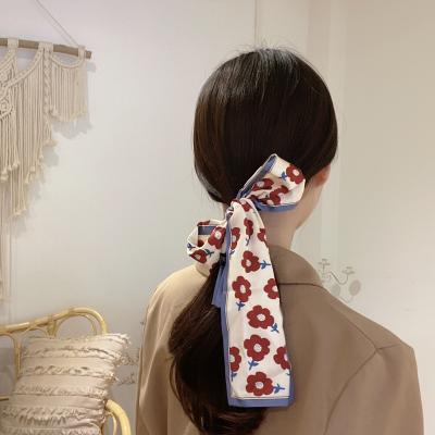 China Soft Hair Accessories 2021 Fashion Leopard Satin Ponytail Scarf Hair Tie Scrunchies Girls Many Design Hair Accessories Korean Women for sale