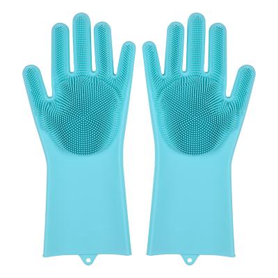 China Magic Viable Silicone Gloves Cleaning Dish Scrubber Dish Washing Sponge Rubber Silicone Gloves for Kitchen Cleaner 1 Pair for sale