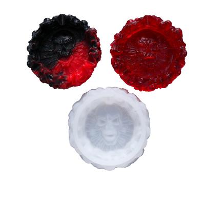 China New Mirror Resin Silicon Resin Ashtray Mold Manual Snow Viable Crystal UV Epoxy Plastic Skull Shiny Polished Ashtray Molds For Resin for sale