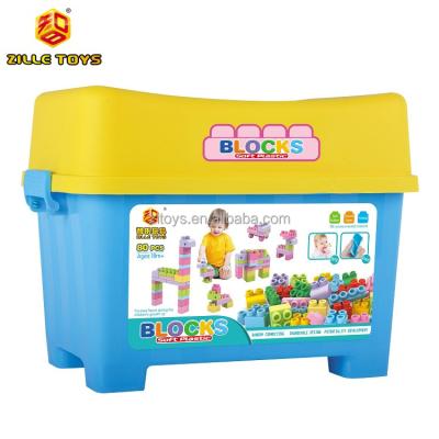 China Building Blocks Toy ZILLE Big Macarons Soft Plastic Strip Color Food Grade Building Toys For Baby Bite 80pcs for sale