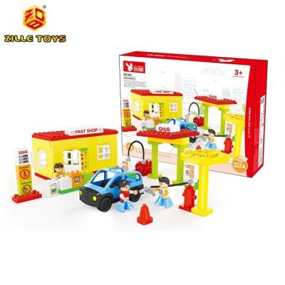 China Big ZILLE Plastic Building Blocks For Kids Educational Plastic Connecting Toys Gas Station 48pcs for sale