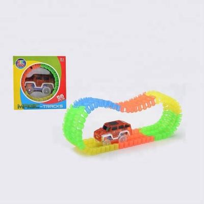 China 56pcs ZILLE Track Car Colorful Plastic Electric Light Up Toys For Kids Glow In The Dark for sale