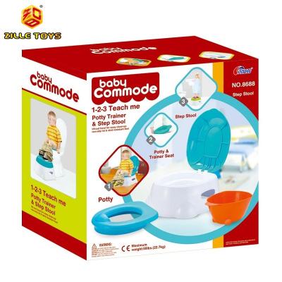 China ZILLE 3in1 High Quality Baby Potty Commode Step Stool Training Plastic Toilet Seat For Children 8688 for sale