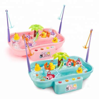 China New Children Plastic Educational Duck Fishing Game Toys Play Set With Lights And Music Water Cycle for sale