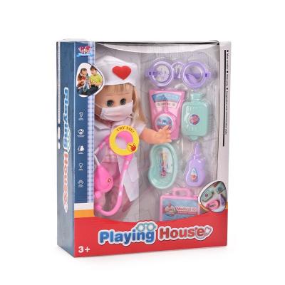 China ZILLE Plastic Playing House Roles Pretend Doctor Tools With 15 Inch Girl Vivid Doll Toy Set With Music Medical Plants Toys For Children for sale