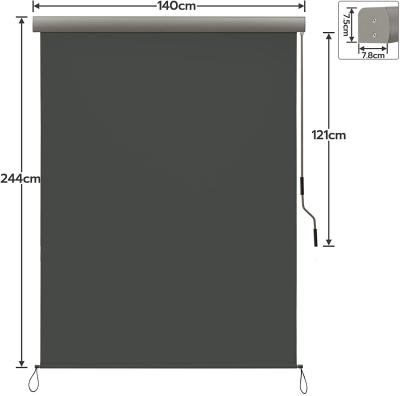 China Fenster-Balkon-manuelle Markise der hohen Qualität, vertikale Markisen, 140*250cm, Polyester 280g, für den Balkon im Freien, Grau zu verkaufen