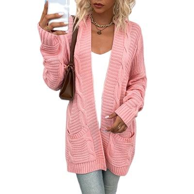 China Anti-wrinkle Autumn Winter Ladies Sheath Long Front Loose Outerwear Sweaters Open Coat Cable Knit Long Sweater Cardigan For Women for sale