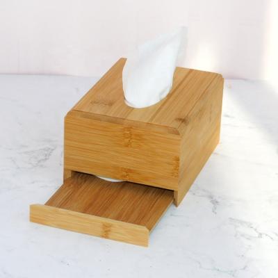 China Sustainable Wood Tissue Box Home Restaurant Hotel Bamboo Plain Color Tissue Box for sale