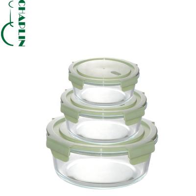 China New Design Eco Friendly Glass Bowls Disposable With 5 Glass Salad Bowl Lids Bamboo Set for sale