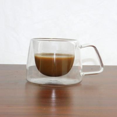 China Stored Glass Coffee Latte Glass Cup Dishwasher Safe Clear Double Wall Mug 250ml for sale