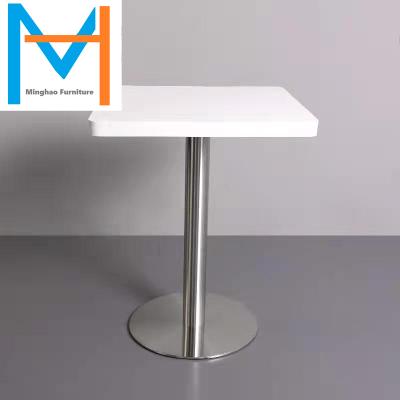 China (Others)Adjustable Restaurant Tables Chairs MDF Surface White Dining Tables With Metal Leg for sale