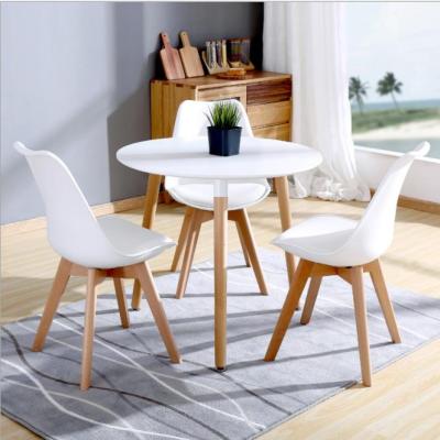 China Modern round living room dining table and chairs set coffee wood chair with PU leather cushion antique chairs modern round living room dining table and chairs set coffee wood chair with antique pu leather cushion chairs for sale