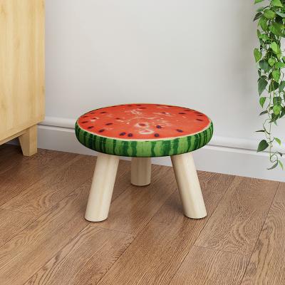 China Solid Wood Cute Solid Wood Children's Low Stool Household Round Sofa Stool Baby Chair Living Room Furniture for sale