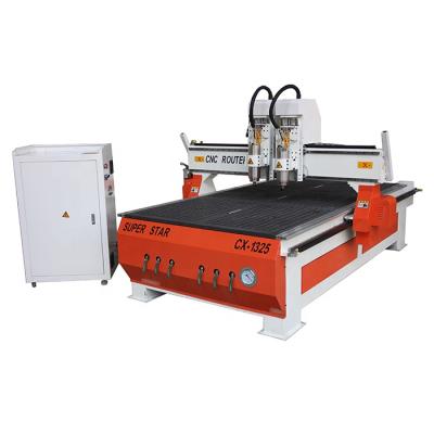 China WOOD ACRYLIC ALUMINUM ALUMINUM Router 2 Heads MDF Woodworking Machinery CNC Router 1325 Jinan For Furniture Wood Craft for sale