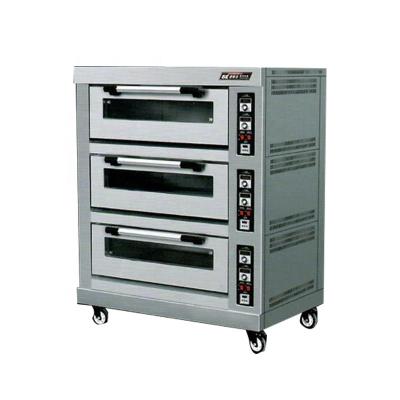 China Flour Mill Gas Stainless Steel Oven With Steam 12-Tray 3 Deck Bakery Oven Electric Commercial Garth Pizza Oven for sale