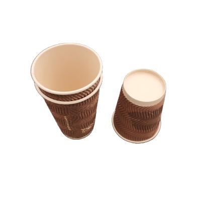 China Custom Disposable Sustainable Biodegradable 8oz PLA Eco-Friendly Corrugated Ripple Wallpaper Coffee Mugs With Lid for sale