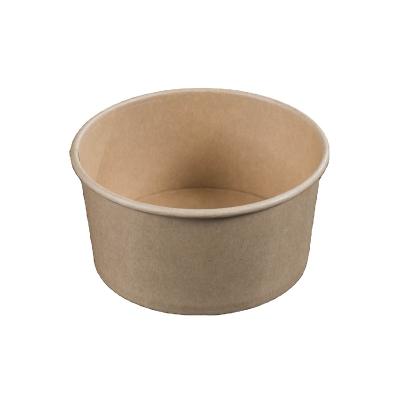 China Recycled Disposable Materials Food Packaging Container Kraft Paper Bowl Custom Salad Bowl With PP Paper Lid From Factory Manufacturer Logo Printing for sale