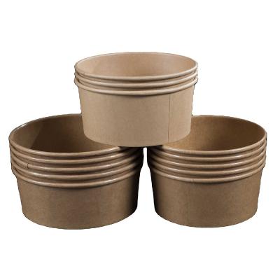 China Recycled Materials Disposable Food Packing Crate Container Custom Printing Kraft Paper Bowl Salad Bowl With Lid for sale