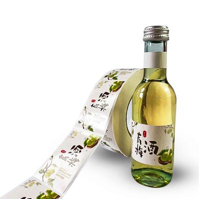 China Custom Embossed Wine Bottle Waterproof Logo Varnish Packaging Sticker, Waterproof Adhesive Foil Vinyl Roll Print Jar Package Label for sale