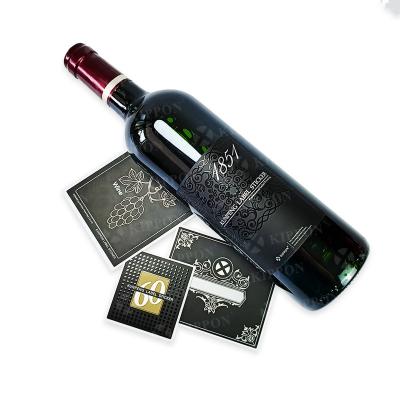 China Waterproof custom gold foil embossed sticker waterproof personalized red wine liquor bottle self-adhesive printing label for sale