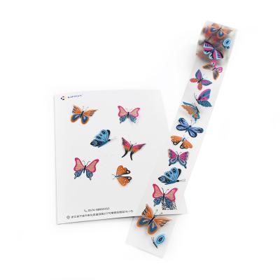 China Transparent Stickers Tape, Vinyl DIY Logo PET Planner Sticker Waterproof Cute Decorative Sticker Butterfly Diary Film for sale