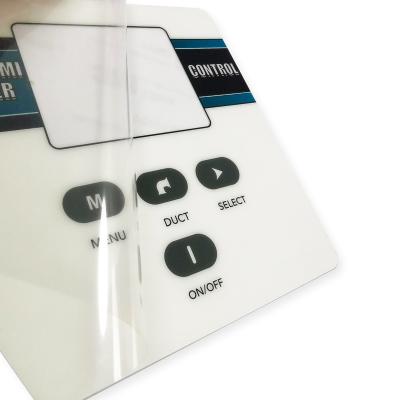 China Waterproof Electronic Panel Stickers Printing Lexan Polycarbonate Coated Control Keypad Knocks Button Label With Transparent PET Window for sale