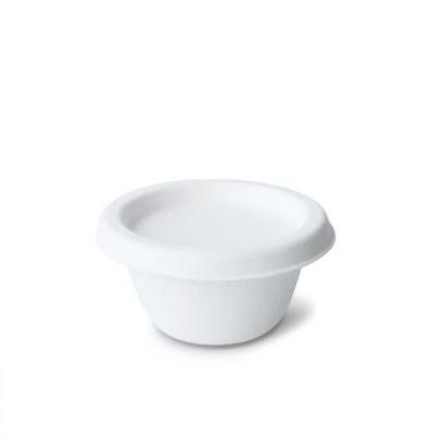 China Disposable Disposable Biodegradable Compostable Sugarcane Bagasse Pulp Small Tiny Party Sauce Cup With Lid for sale