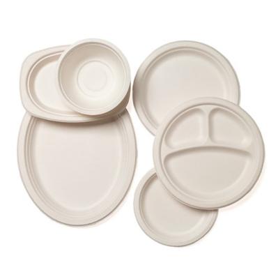 China High Quality Disposable Disposable Sugarcane Bagasse Biodegradable Compostable Dishes And Trays for sale