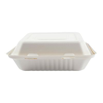 China Biodegradable Disposable Biodegradable Lunch Food Take Away Container Sugar Cane Bagasse Box for sale