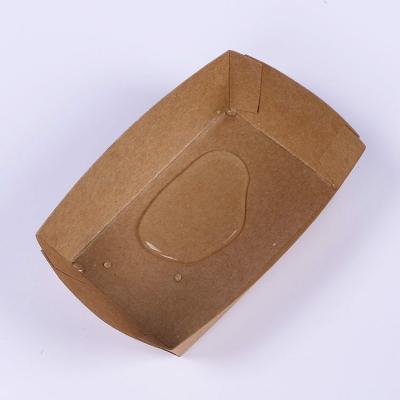 China Disposable Food Grade Brown Kraft Paper Packaging Box Boat For Fire Chicken Fries Caterer for sale