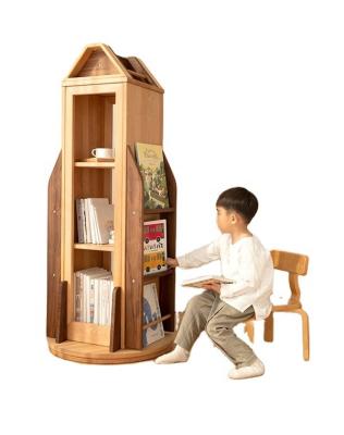 China Rotating Chindren's Bookshelf Wooden Walnut Rotating Shelf For Kids for sale