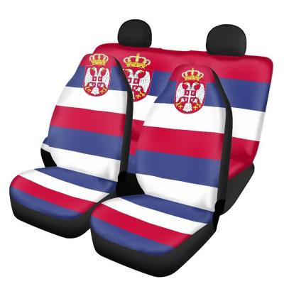 China Durable Luxury Car Seat Covers Serbia Country Flag Pattern Printing Seat Covers For Cars 5PCS Set Seat Cover For Chair Luxury Car for sale