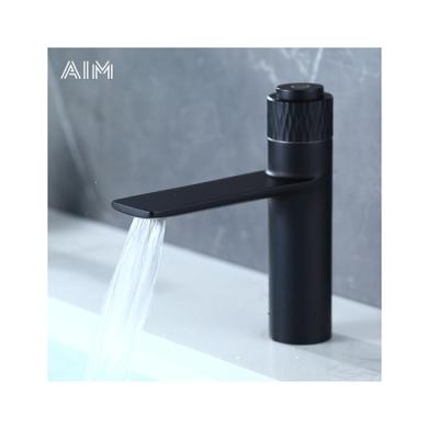 China Brass Hot Cold Mixing Taps Black Single Hole Metered Widespread Bathroom Faucet for sale