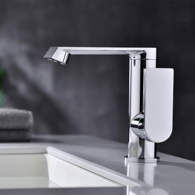 China Metered Faucets New Design High Quality Single Handle Deck Mounted Wash Hand Basin Faucet Chromed Brass Bathroom for sale