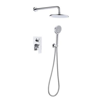 China Without Sliding Bar Concealed Rain Shower Set Full Set Hand Held Spray Wall Mounted Brushed Nickel In The Wall Shower System for sale