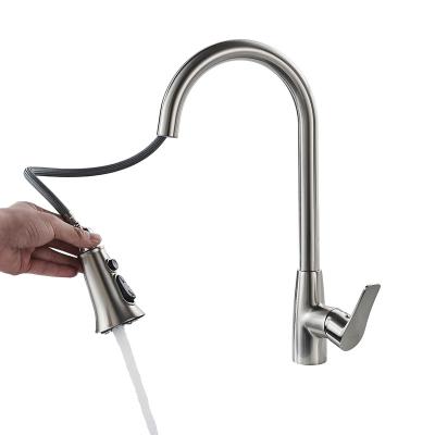 China New Electric Faucets Solid Brass Single Handle Pull Down Sprayer Kitchen Faucet Kitchen Sink Faucet for sale