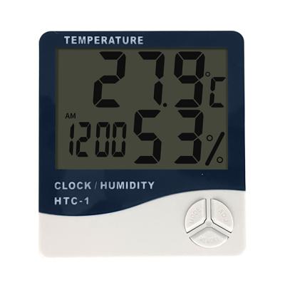 China HTC-1 Digital Thermometer Indoor Hygrometer LCD Display Temperature Humidity Meter Electronic Alarm Clock for sale