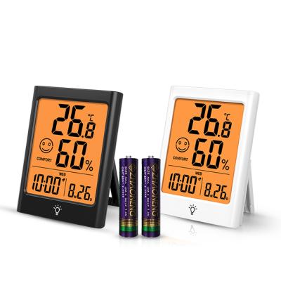 China Indoor Outdoor Thermometers Digital Hygrometer Thermometer Time Date Date Alarm Clock for sale