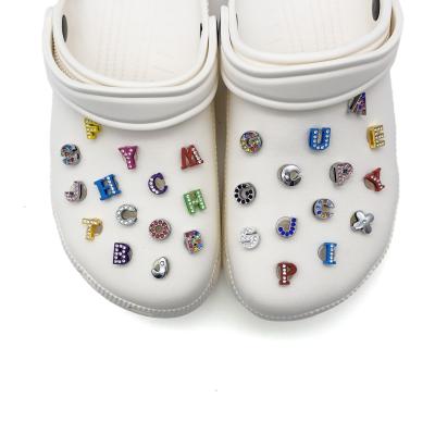 China Eco-froendly Colorful Bling A-Z Alphabet Number Decoration Alloy Character Letters Metal Designer For Decorations Shoe Charm for sale