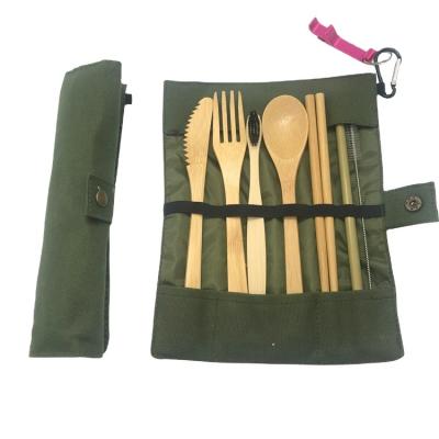 China Sustainable Bamboo Utensils Set Biodegradable Bamboo Knife Straw Cutlery Set Spoon Fork for sale