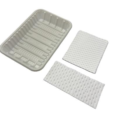 China PBAT+TISSUE Disposable Compostable Absorbent Pads Meat Fish Fruit Eco-friendly Absorbent Pads for sale