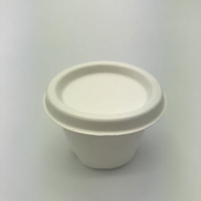 China PFAS Disposable Biodegradable 4oz Sugar Cane Bagasse Sauce Free Cup With Lid for sale