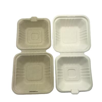 China 6 Inch Free Clamshell Sugarcane Container PFAS Sugarcane Bagasse Bagasse Hamburger Box Biodegradable for sale