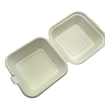 China Biodegradable Biodegradable 6x6 Take Out Food Containers With Clamshell Hinged Lid for sale