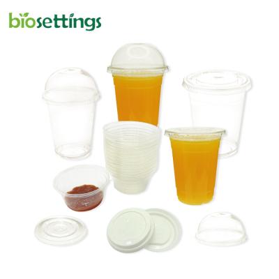 China Eco Friendly PLA Disposable Biodegradable Coffee Cups With Lid Custom Printing Clear Compostable Mugs for sale