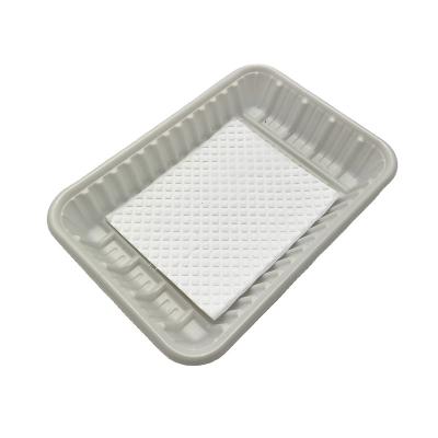 China PBAT+TISSUE Disposable Fruit Meat Absorption Pad Eco-friendly Biodegradable Soaking Pads for sale